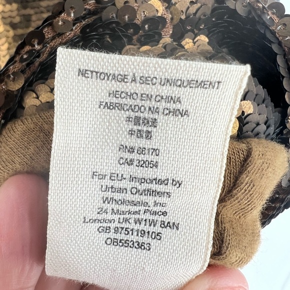 Free People Terracotta Bronze Sequined Hooded Jacket Size XS - Picture 9 of 10